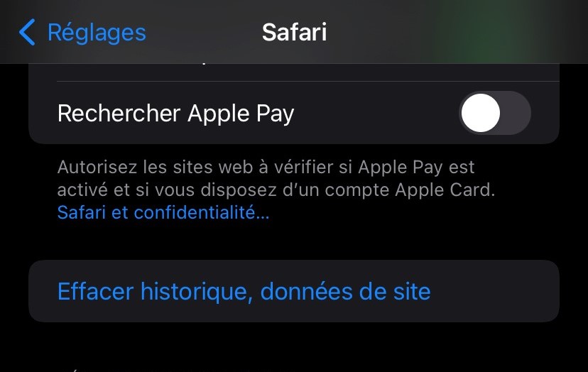 supprimer le cache sur un iPhone